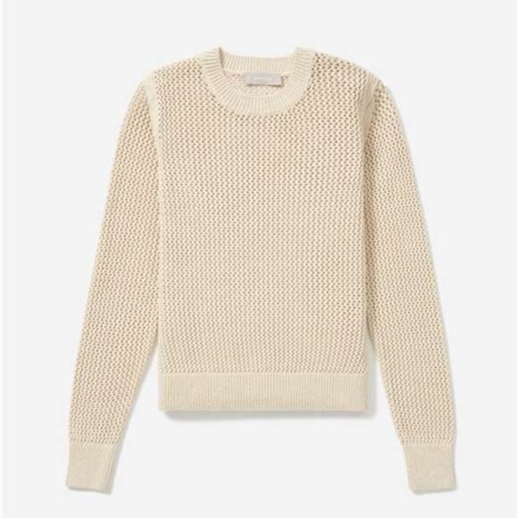 EVERLANE The Mesh‎ Soft Cotton Sweater in Cream Size XS NWOT - Picture 4 of 8
